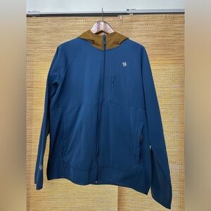 Mountain Hardware Norse Peak Full Zip Blue Hoody with Tan Hood XL
